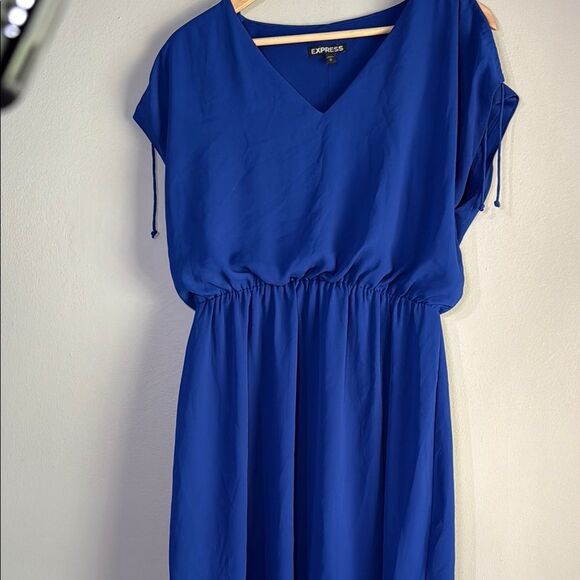 Express Royal Blue V-Neck Dress - Picture 5 of 10